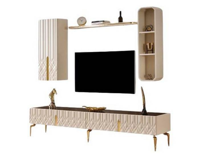 JVmoebel Wohnwand TV-Block Beige Moderner Still Luxuriös Schick Praktisch Funktional, Made in Europa