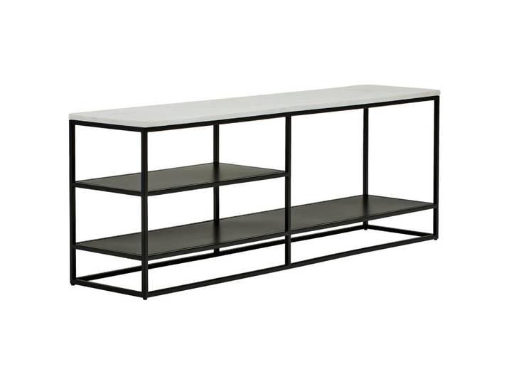 Livetastic Lowboard, Schwarz, Metall, Stein, Marmoroptik, 3 Fächer, 150x35x55 cm, handgemacht, Wohnzimmer, Wohnwände, Lowboards