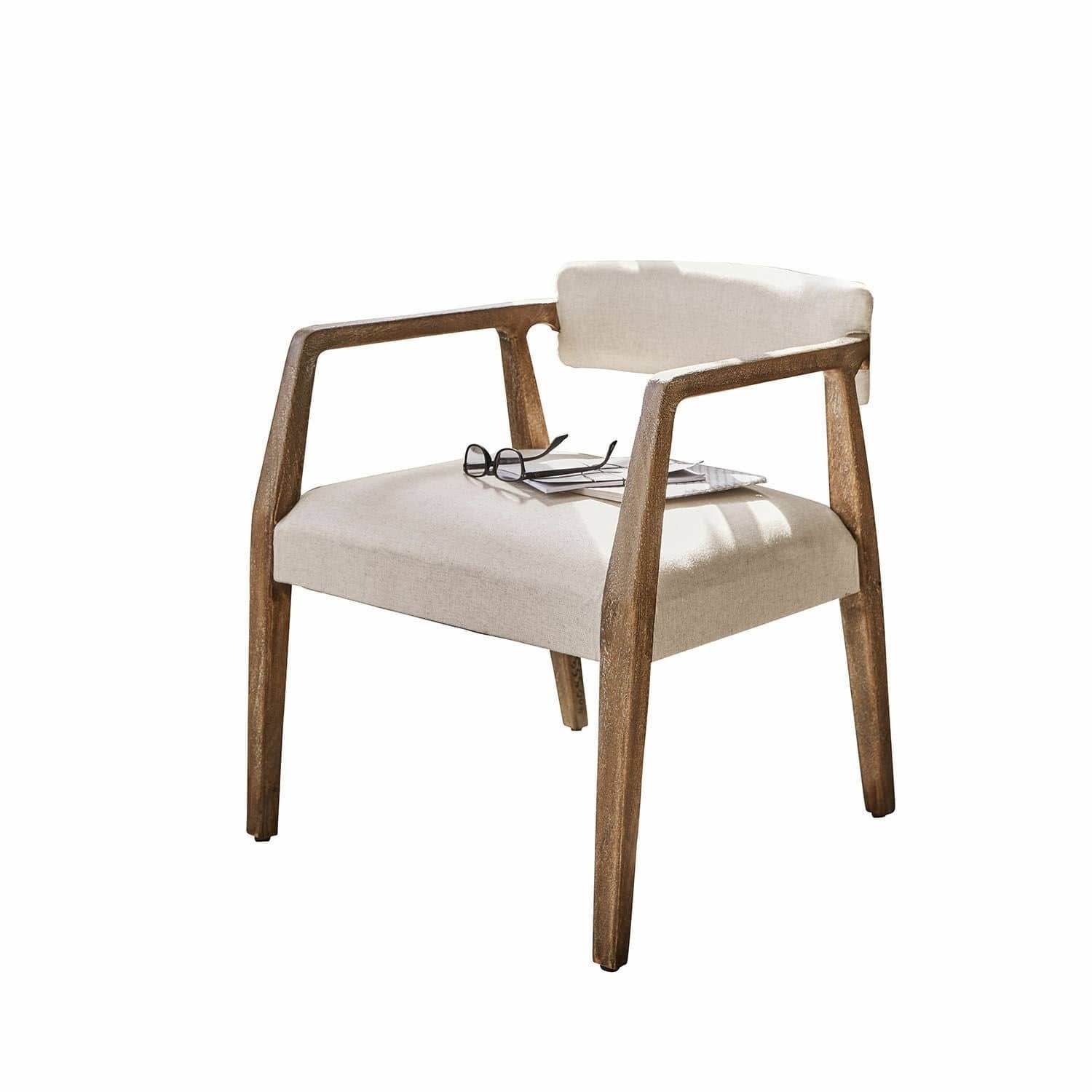 Loberon Fauteuil Bronwyn lounge fauteuil bruin/crème