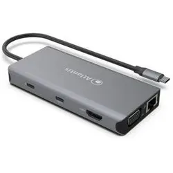 Atlantis Land A04-TC DK46 Portreplikator und Dockingstation für Notebooks Verkabelter USB 3.2 Gen 1 (USB-C), Dockingstation + USB Hub, Grau