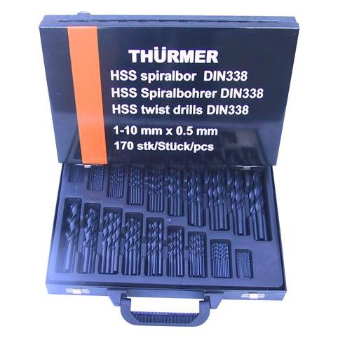 Thürmer Tools Metalbor HSS valset 170 stk Borsaet 1,0-10,0mm med 0,5mm spring levers i metalkasse (5708963071031)