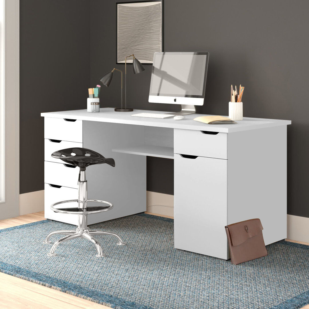 Wade Logan Truett Executive Desk White/White 75cm H X 160cm W X 67cm D