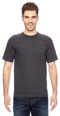 Bayside BA7100 USA-Made Pocket T-Shirt in Charcoal size 3XL   Cotton 7100