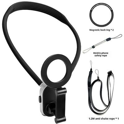 Magnetische Nackenhalterung für Smartphones, ideal für Angelsport und Action-Kameras. Ermöglicht Aufnahmen aus der Ich-Perspektive und freihändiges Tragen am Brustkorb.