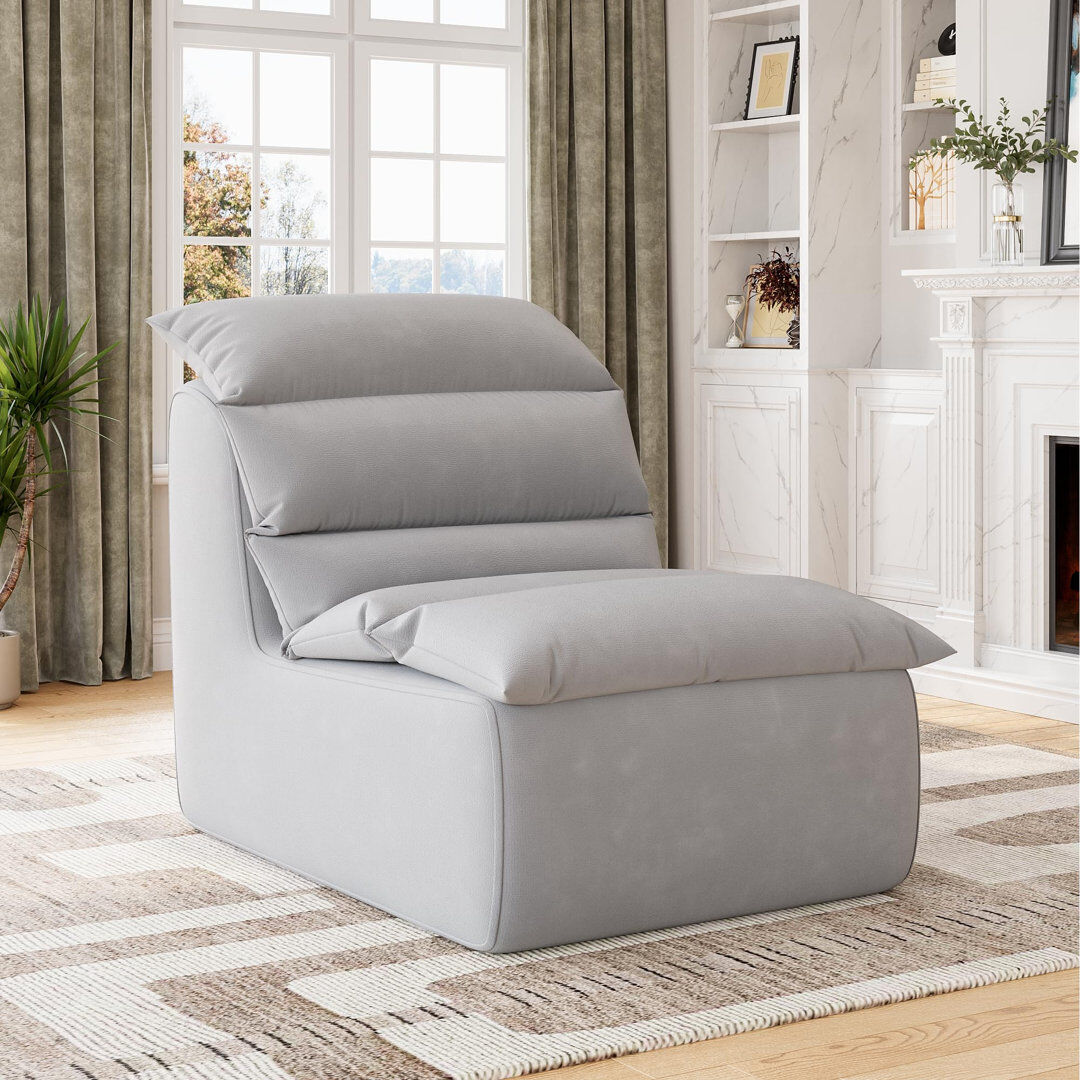 Brayden Studio Upholstered Linen Side Chair Gray 87.12cm H X 82.04cm W X 100.08cm D