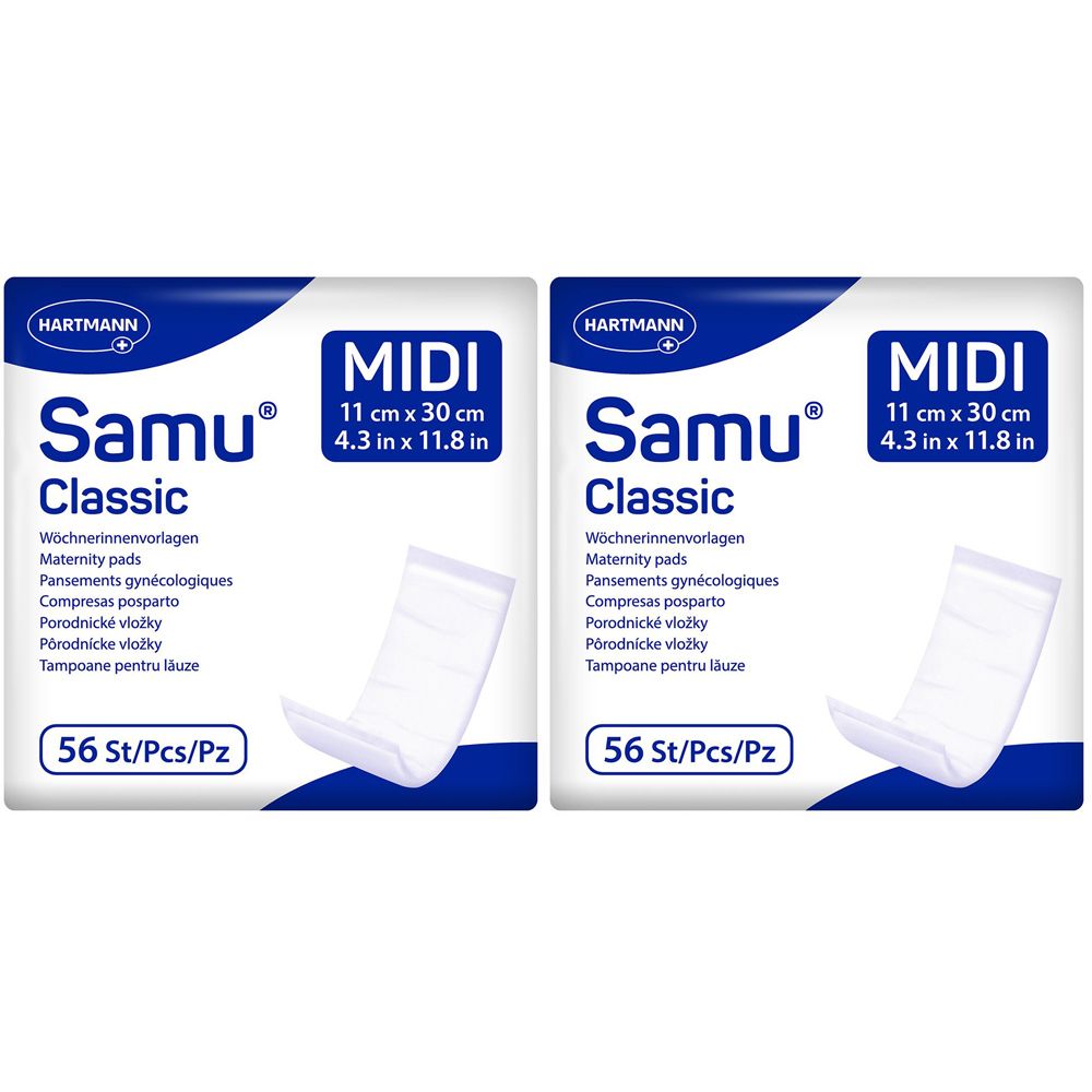 2x Samu Wöchnerinnen Vorlagen Classic midi 11x30 cm 2x56 St Einlagen