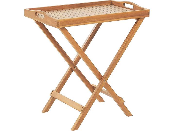 BELIANI Garten Beistelltisch hellbraun Holz modern klappbar Balkon Terrasse