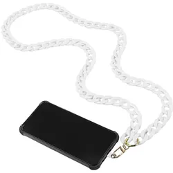 Jaym TOUR DE COU FASHION BLANC PUR AVEC ATTACHE UNIVERSELLE - 1.20M -  **, Handykette, Weiss