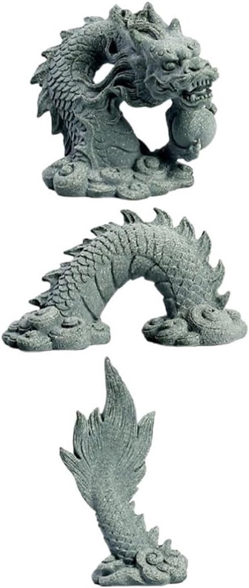 Decoratieve Aziatische Draak van Hars voor Aquarium en Bureau, Hoogte: 9 cm