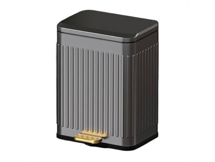 YUHANXINHESHE 6/13 Liter Mülleimer Fingerabdrucksicher, Edelstahl-Mülleimer mit Soft-Close-Deckel, Retro-Pedal-Papierkorb mit Innenfutter,(Black,Large)