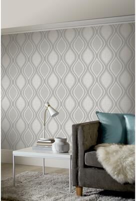 Arthouse Ignatius Grey Ogee Wallpaper