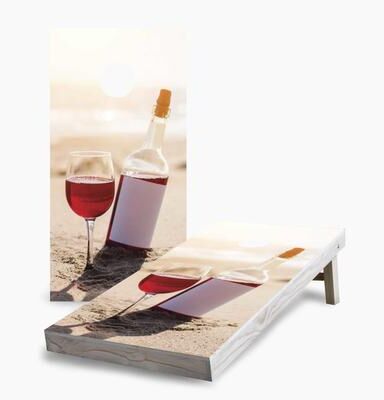 Skip's Garage Red Wine Bottle Regulation 2x4 Cornhole Game Set