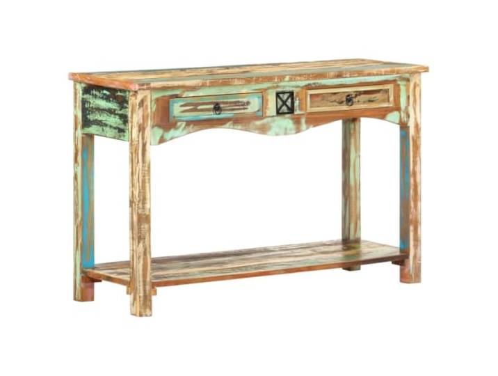 HKLGBVCR Konsolentisch, 120 x 40 x 75 cm, Massivholz, Erholung 2 Schubladen, 1 Regal, Vintage, Retro, einzigartige Körnung, langlebig für den Eingangsbereich