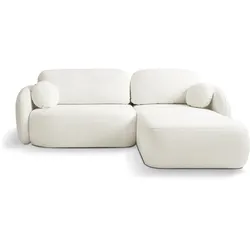 ECKSOFA AMICO R-S Creme Geflochtener Stoff mit Schlaffunktion