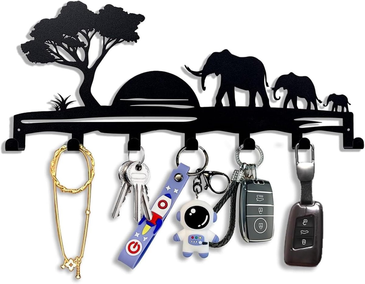 Sleutelhouder Wandorganizer met 7 Haken - Mat Zwart