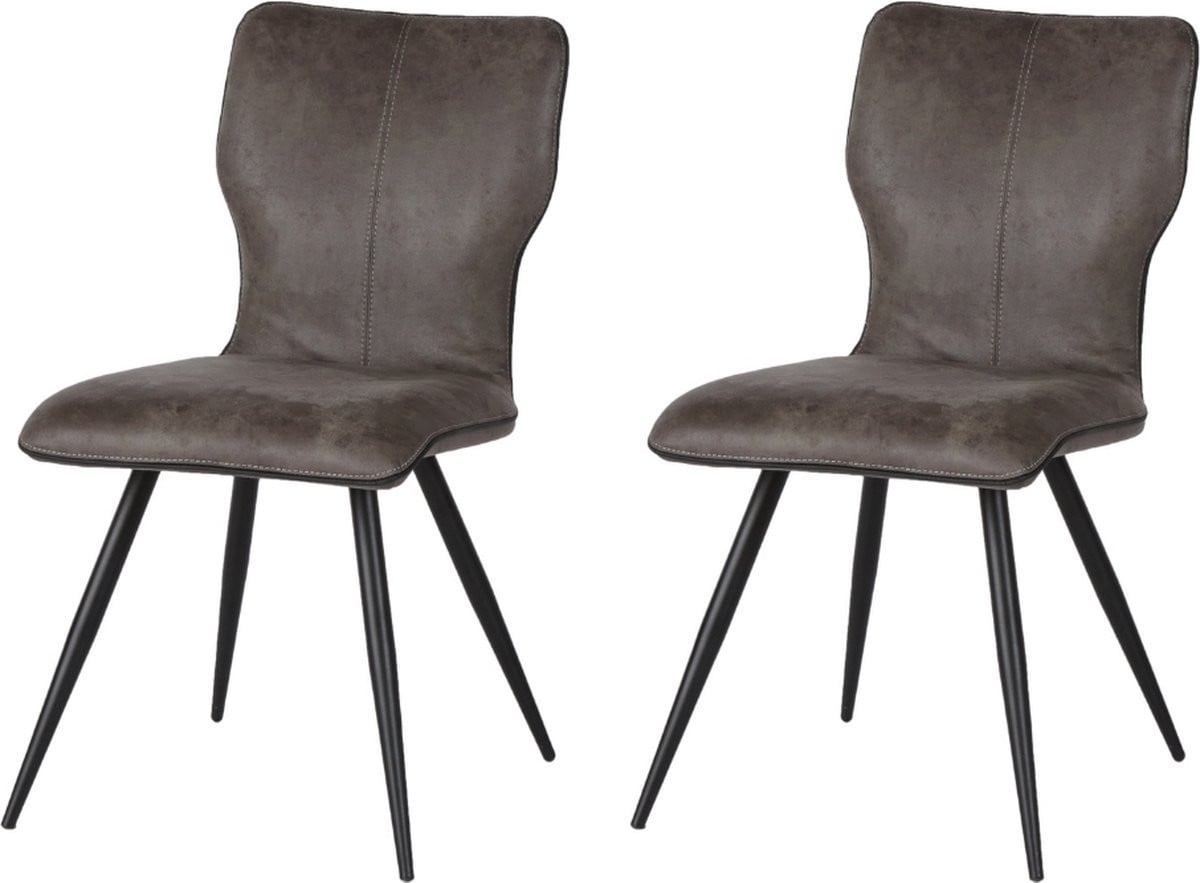 WAYS. Eetkamerstoelen Grijs met Houten Poten - Set van 2 stuks