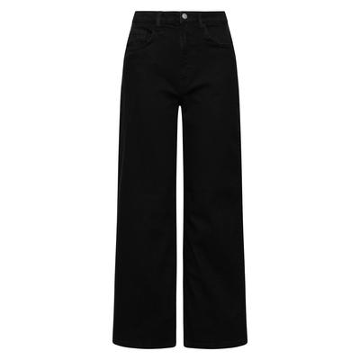 High-waist-Jeans VERO MODA "VMTHEA HR WIDE DENIM JEANS MIX", Damen, Gr. L, Länge 34, schwarz denim detail:vi197, Denim/Jeans, Obermaterial: 99% Baumwolle, 1% Elasthan, unifarben, oversize lang, Jeans High-Waist-Jeans, Baumwollmischung, oversize,...