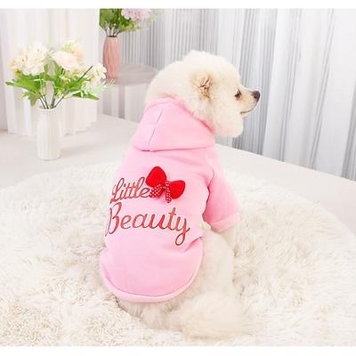 Kleiner rosa Hunde-Hoodie – süßes Haustier-Sweatshirt mit Schleife – tolles Geschenk für Hunde