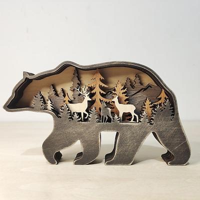 holztier wolf statue kreativität wolf totem büro zuhause dekorieren handwerk nordwald elch braunbär ornamente