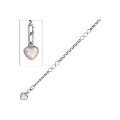 Fußkette JOBO "Fußkettchen Herz 3,1 mm", silber (silber 925), Fußketten, Damen, Silber 925 (Sterlingsilber), 925 Silber rhodiniert 27 cm