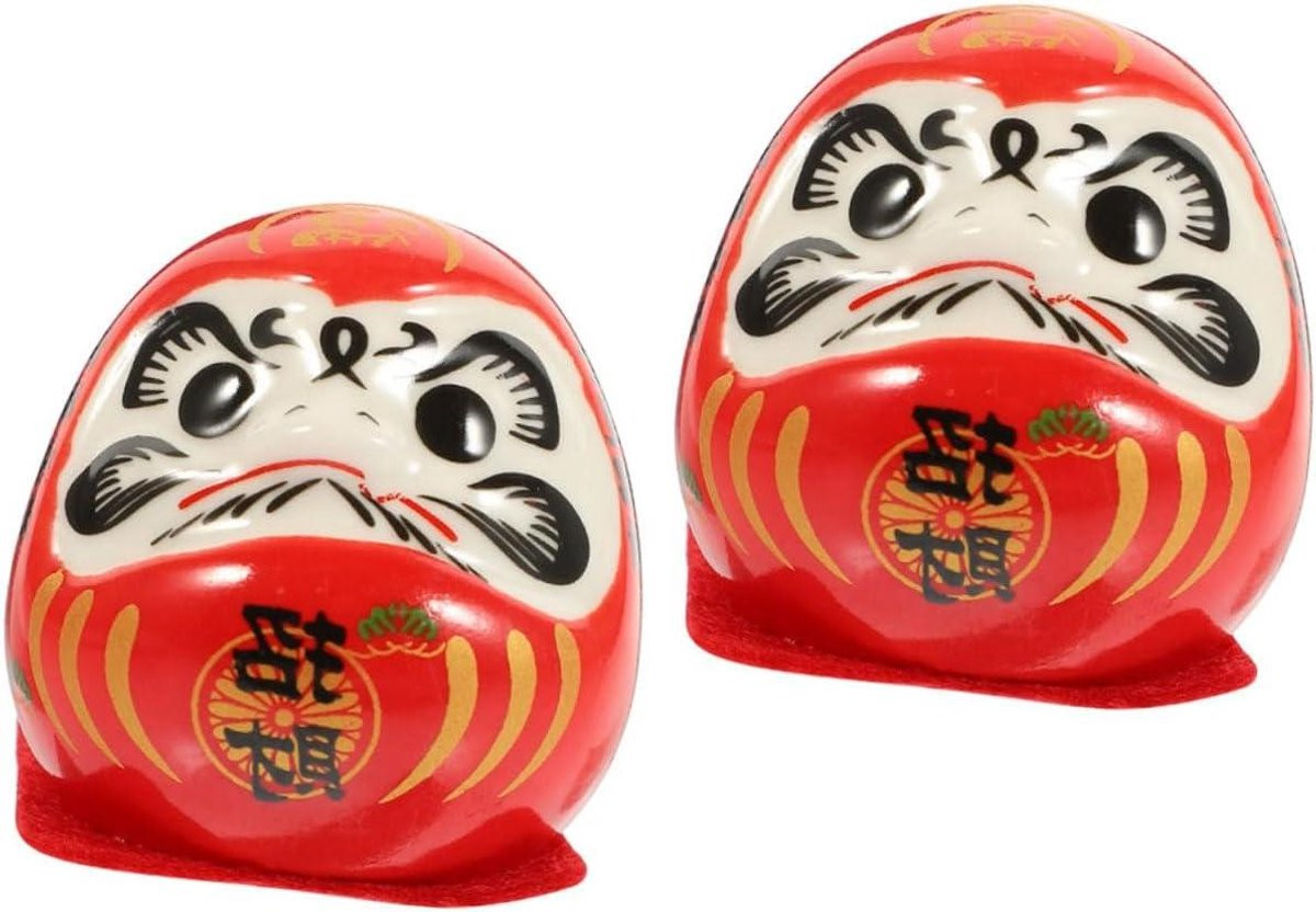 Rode Japanse Keramiek Poppen voor Woonkamer Decoratie - 4,7 cm