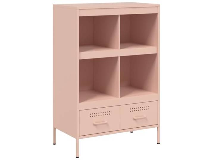 HGFDVCMR Highboard Rosa 68x39x101,5 cm Stahl Beistellschrank Kompakter Metallschrank mit 4 Fächern und 2 Schubladen für Wohnzimmer und Flur. Mit verstellbaren Stellfüßen.