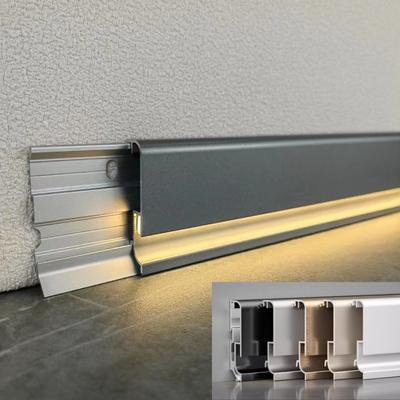 Rare Purchases Minimalist Super Narrow LED Wall Skirting, Aluminium Profile Floor Baseboard With Silicone Neon Strip Light Diffuser 5pcs golden