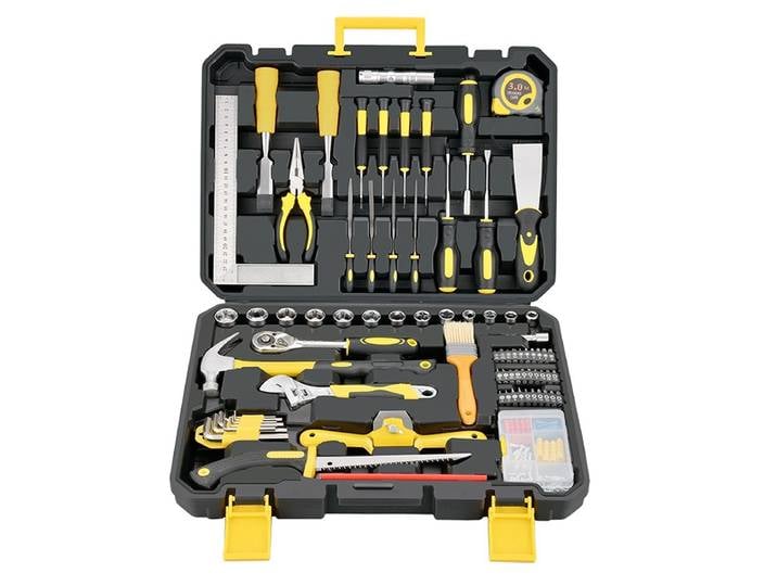 Ensemble de 158 pièces de clé à douille à cliquet, kit d'outils manuels pour la maison, boîte à outils combinée pour réparation automobile et boîte à outils de réparation domestique