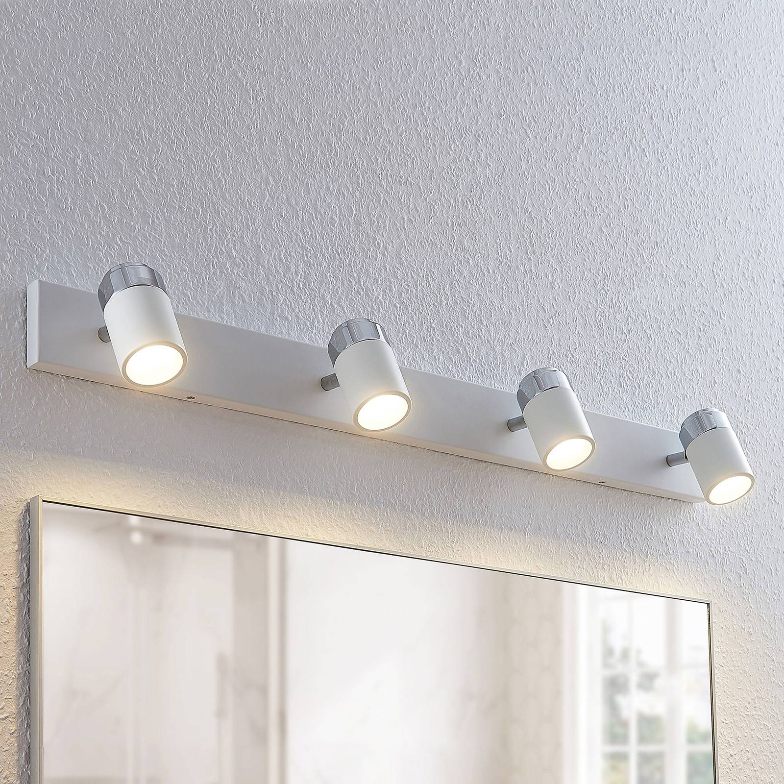 Lindby spotlight Kardo, 4-bulb, white, metal, IP44 Kardo Lindby, dimmable, White / opal, Bathroom, metal, Modern, Ceiling Light