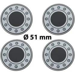4 x Ø 51 mm Polymere Aufkleber / Schrauben-Optik / Nabenkappen, Felgendeckel