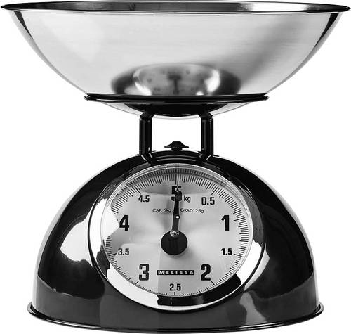 Melissa 16310238 Küchenwaage analog Wägebereich (max.)=5kg Schwarz, Edelstahl 245 x 245 x 210