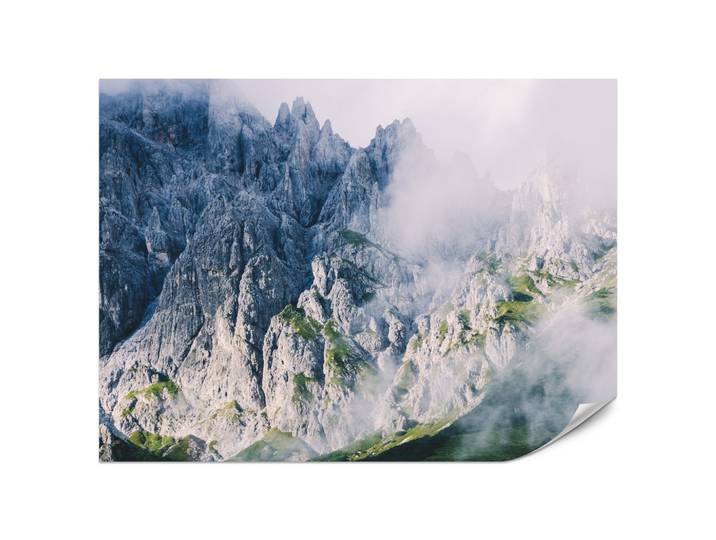 FOTOTAPETE für Wohnzimmer Felsige Berge Nebel Moos 200x140