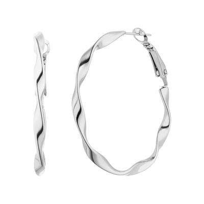 Paar Creolen JOBO "gedreht", silber (edelstahlfarben), Ohrringe, Damen, 40mm, Edelstahl, Edelstahl 40 mm