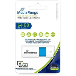 MediaRange USB Stick 64GB MR974 USB-Stick USB Typ-A 2.0 Blau, Weiß