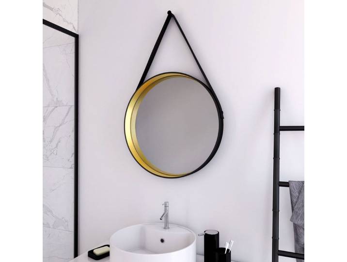 Miroir salle de bain rond type barbier - diamètre 50cm - BARBER GOLD