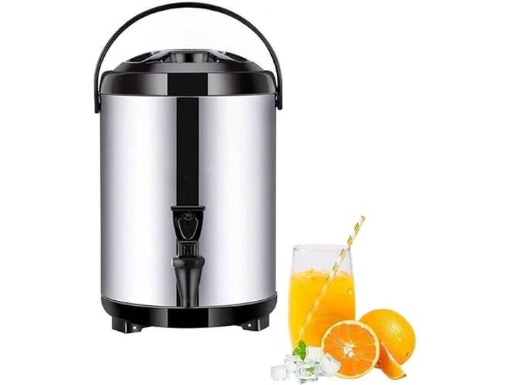 Isolierter Getränkespender mit Wasserhahn, Heiß- und Kaltgetränketräger aus Edelstahl(Black,12L)