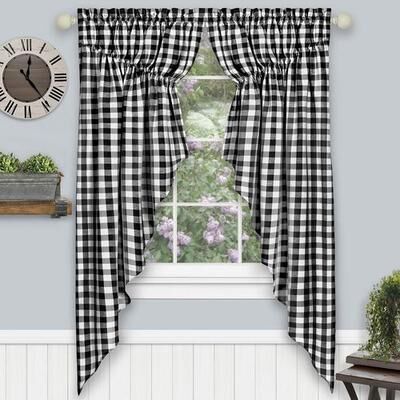 Achim Importing Co Inc Buffalo Check Gathered Swag Valance Pair 72 x 63, 72 x 63, Black