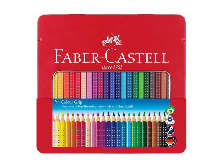 Buntstift FABER-CASTELL COLOUR GRI , bunt, Holz, Stifte, Buntstift, Wasservermalbar