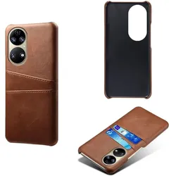 Screenguard Huawei P50 CardCaddy Leder Backcase mit Kartenfächern (Huawei P50), Smartphone Hülle, Braun