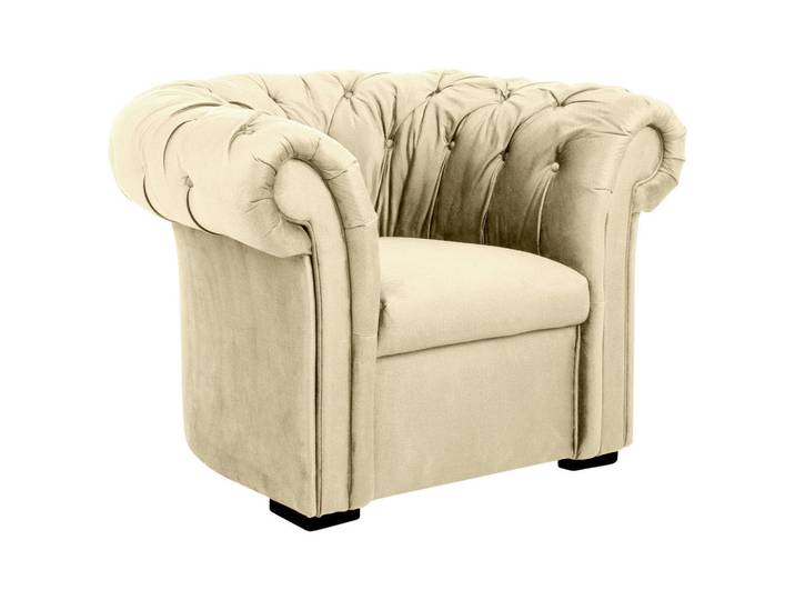 Mid.you Chesterfield-Sessel, Beige, Holz, Buche, vollmassiv, 114x78x91 cm, Made in EU, Wohnzimmer, Sessel, Chesterfield-Sessel