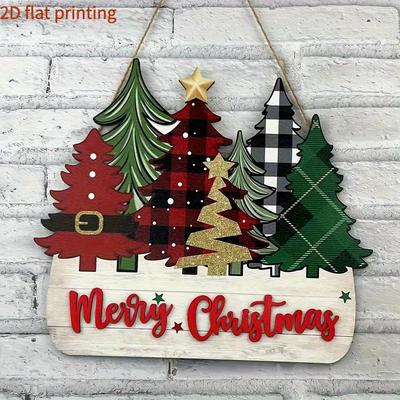 DynamicDeals Traditional 2D Flat Print, Wooden Santa Claus Christmas Decoration, Merry Christmas Wall Mounted Holiday Decor Traditional 2D Flat Print, Wooden Santa Claus Christmas Decoration, Merry Christmas Wall Mounted Holiday Decor