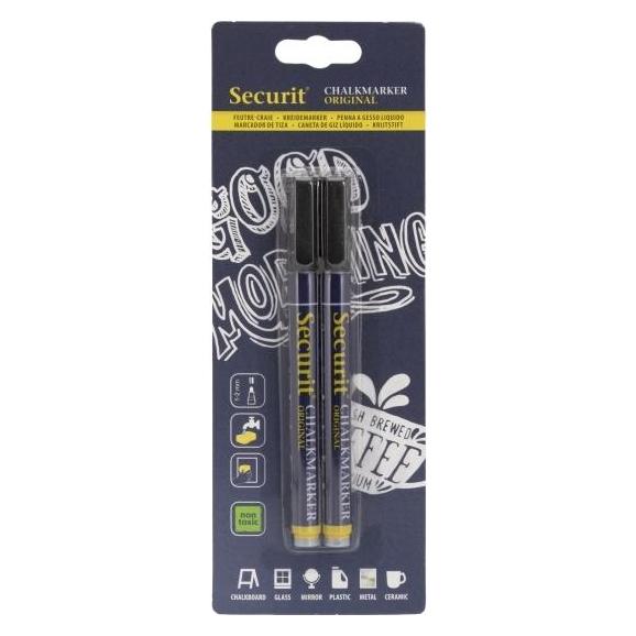 Securit Kreidestift 1-2mm BL-SMA100 schwarz, 2 Stück (2x) (BL-SMA100-V2-BL)