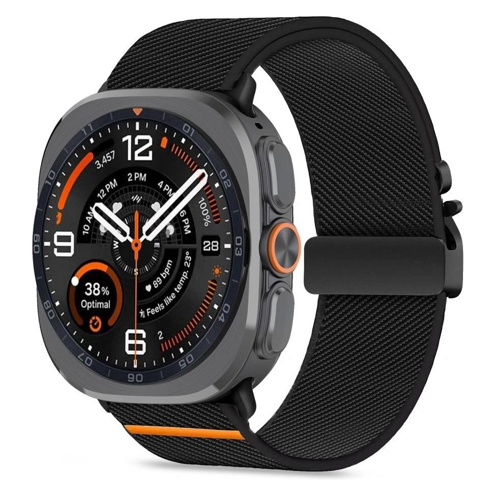 4Kom .pl Pasek Tech-Protect Nylon Clasp do Samsung Galaxy Watch Ultra 1 / 2 2024-2026 47 mm Black (5906302325795)