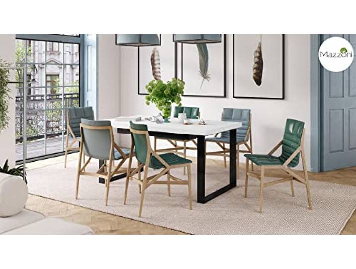 Mazzoni Design Esstisch Avella Tisch ausziehbar 160 bis 310 cm, Farbe:Weiß matt - Schwarz matt