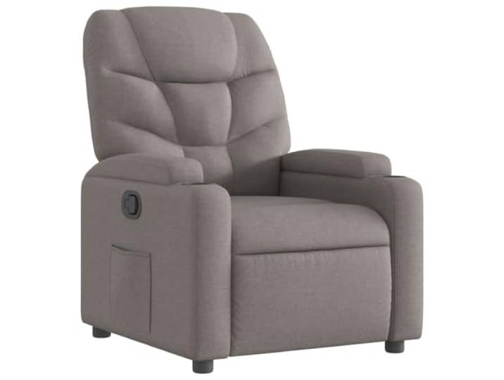 Sessel Ausziehbar mit Schwenkfunktion, Textilgepolstert, Farbe Taupe Manuell verstellbar bis 135 Grad, Holz-Metallrahmen, 110 kg, Getränkehalter, Seitentasche