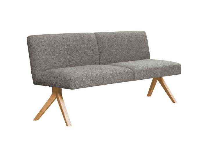 Linea Natura Sitzbank, Grau, Holz, Eiche, vollmassiv, 160x85x69 cm, Esszimmer, Bänke, Sitzbänke