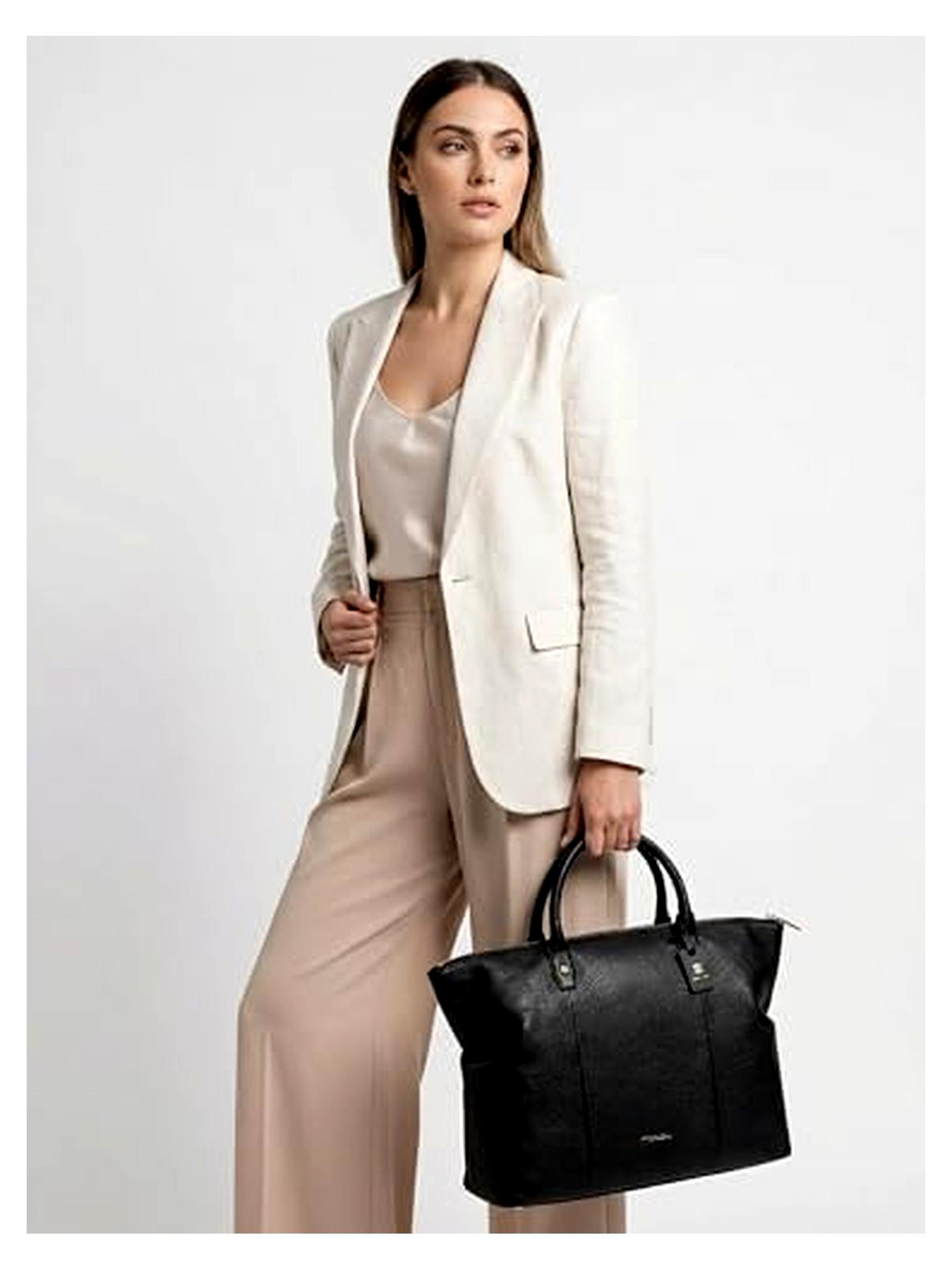 Bologna Leder Shopper Tasche Damen | mit abnehmbarem Schultergurt | XL Henkeltasche 36 cm