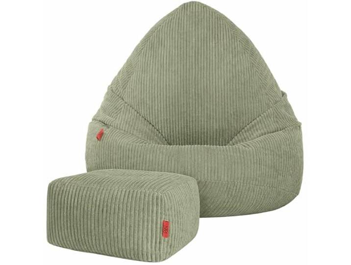 Sitzsack Kinder 95x95x120 cm BOHO mit Hocker - Sitzsack Erwachsene mit Füllung - Weicher Sitzsack Cord - Pouf für Kinderzimmer - Indoor Sitzsäcke - Bean Bag - Lounge Sessel - Wohnzimmer Möbel