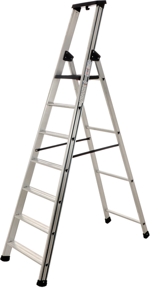 S.T.P. Issima  Aluminium-Stufenstehleiter mit Ständer  7 Stufen  2,20 m