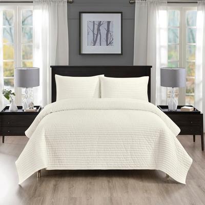 Pointehaven Heavy-Weight Oversized Channel Design Velvet Quilt Sets